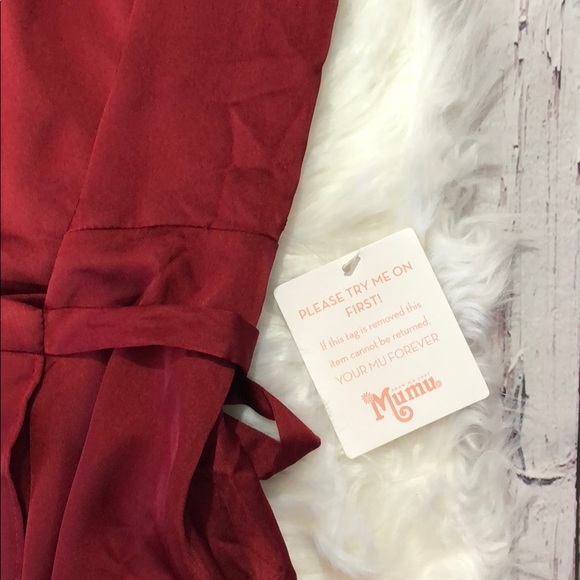 NWT SMYM Ruby Luxe Satin Noelle Wrap Dress - Picture 6 of 14